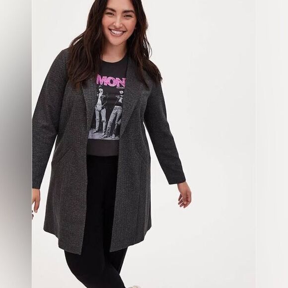 torrid Jackets & Blazers - Torrid Texture Boyfriend Knit Trench Blazer
